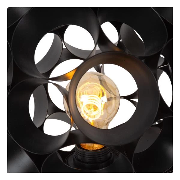 Lucide HANNELORE - Tafellamp - Ø 25 cm - 1xE27 - Zwart - detail 1